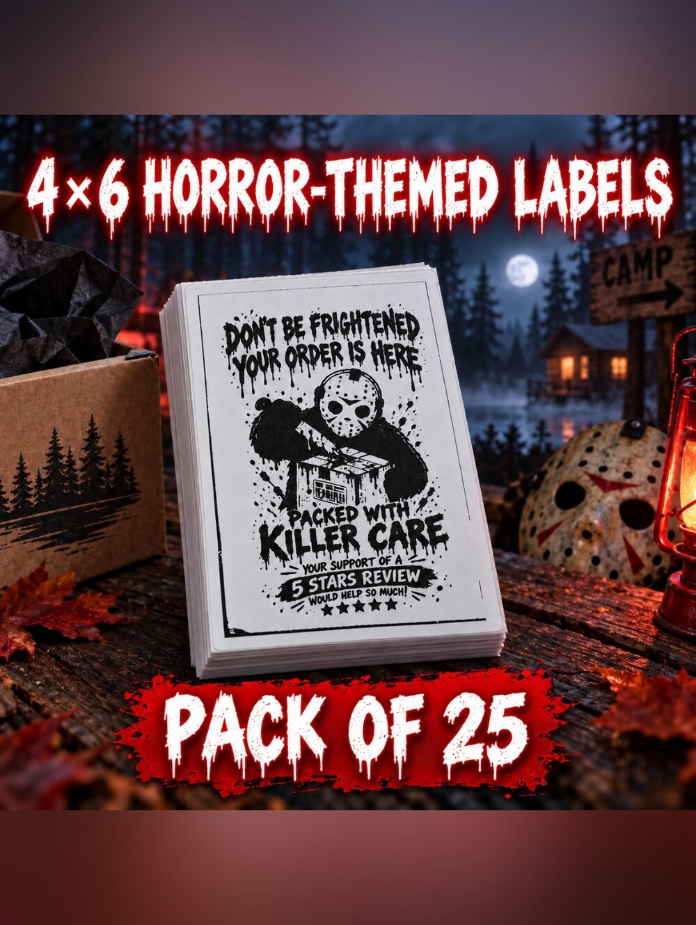 25 Jason Horror-Themed 4x6 Package Labels